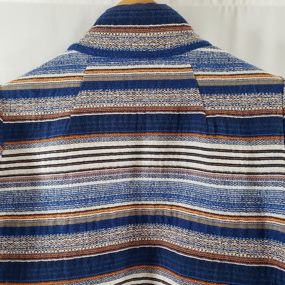 VGUC Karen Kane Pacific Sunrise Jacquard Tapestry Cropped Jacket Blue Size S - Picture 10 of 13